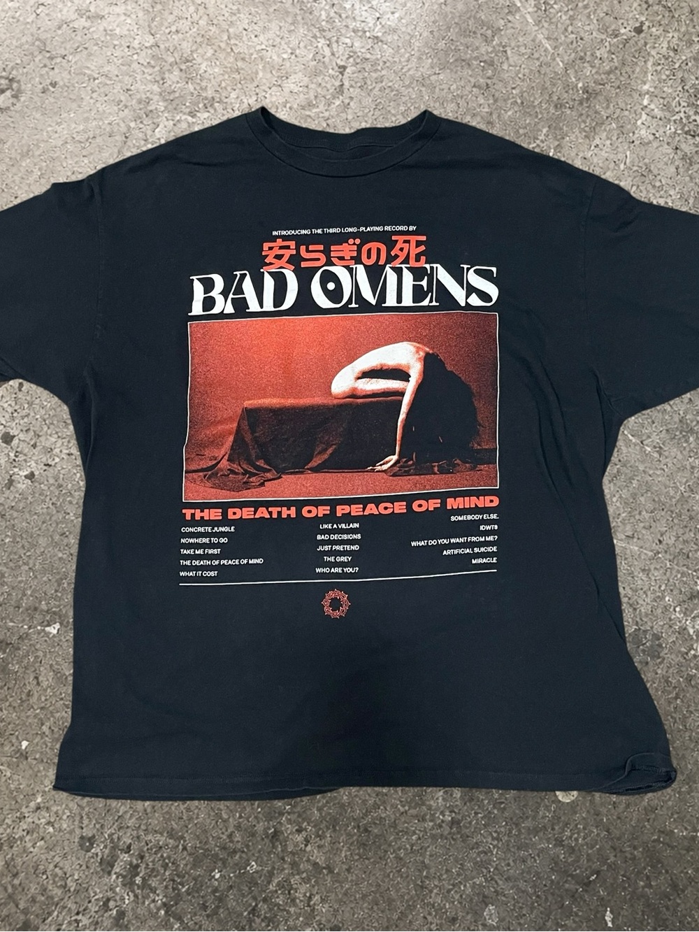 Bad Omens 'The Death of Peace of Mind' Black Band Tour Graphic Tee Men’s XXL